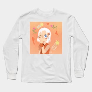 daydreaming, a white hair girl with flower bangle Long Sleeve T-Shirt